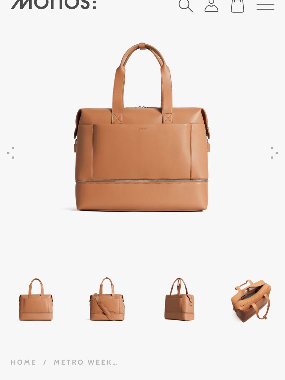 Monos Metro Weekender Duffel Bag in Tan